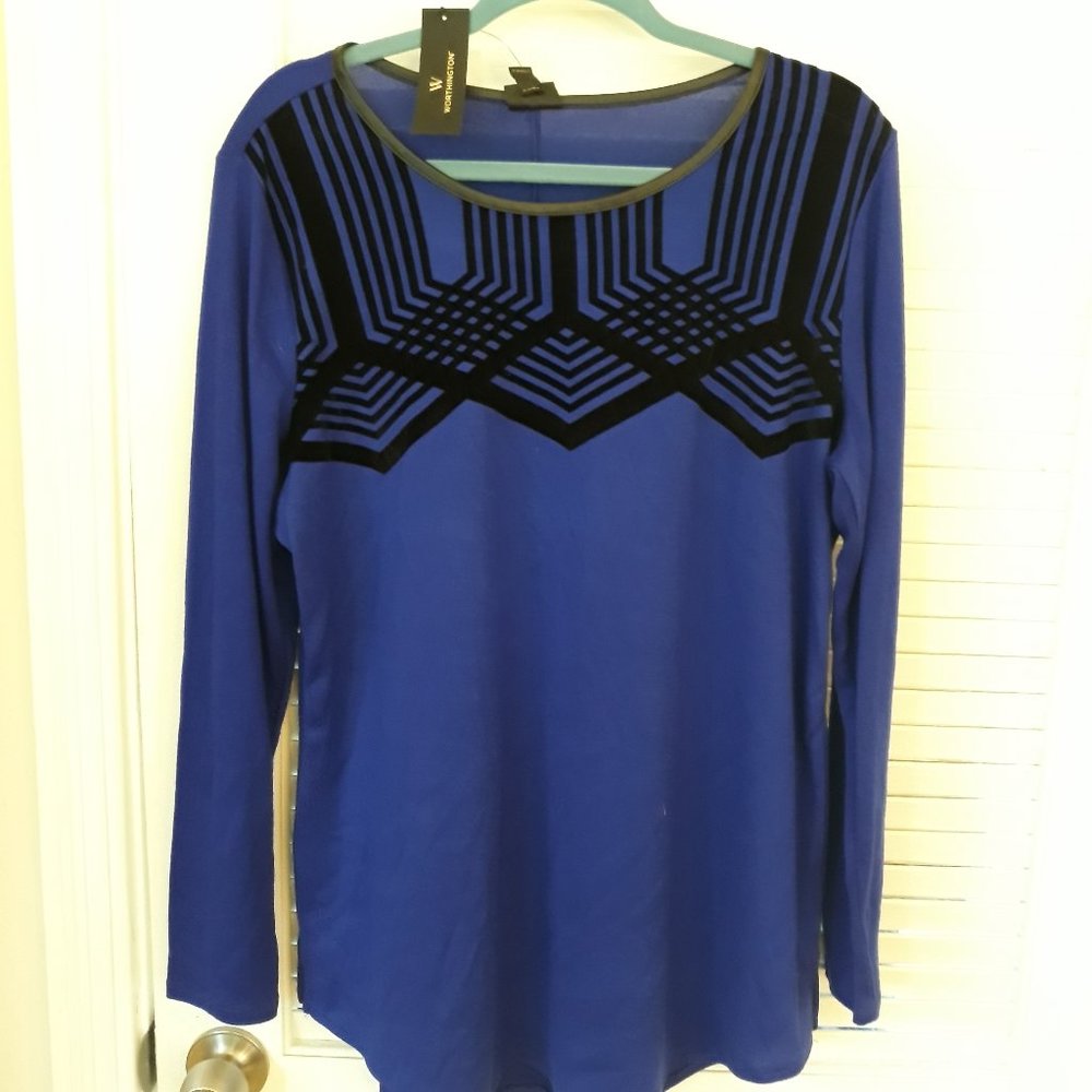 Electric Blue Tunic with Black Velvet NEW